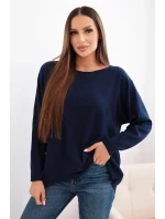 Dámský svetr s delším zadním dílem a embosovanou hvězdou granátový