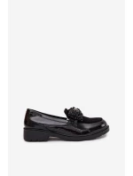 Lakované Dámské Mokasíny S Mašlí S.Barski HY51-319 Černé Lakované Dámské Mokasíny S Mašlí S.Barski HY51-319 Černé