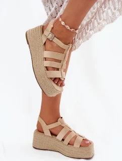 Dámské Sandály S Pásky A Pleteninou Béžové Pardauss