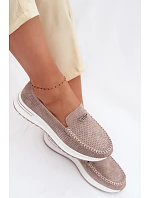 Dámské mokasíny z přírodního semiše tmavě béžové Demela