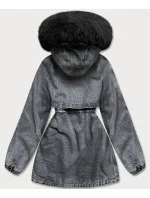 Černá dámská džínová bunda s kožešinovou podšívkou (br8048-101) Černá dámská džínová bunda s kožešinovou podšívkou (br8048-101)