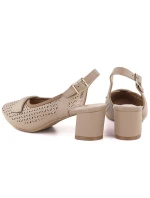 Dámské ažurové lodičky s páskem béžové barvy Jezzi ASA212-8