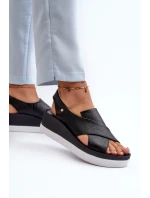 Zazoo 40256 Kožené sandály na klíně černé