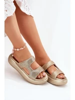 Zdobené Dámské Sandály Na Platformě Zlaté Jestella