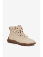 Dámské kotníkové boty s teplým kožíškem z eko kůže béžové Ulverina Dámské kotníkové boty s teplým kožíškem z eko kůže béžové Ulverina
