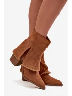 Dámské kotníkové boty na podpatku s otočeným lemem Camel Idalia