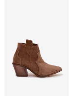 Kovbojky z pravé semišové kůže Zazoo 3153 Khaki