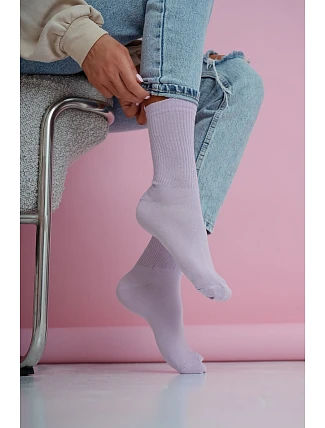 Dámské pruhované pastelové fialové ponožky