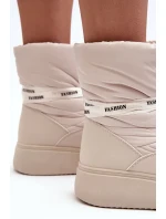 Dámské sněhule s ozdobným šněrováním světle béžová Siracna Dámské sněhule s ozdobným šněrováním světle béžová Siracna