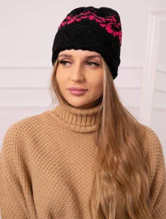 Dámská čepice Kira K374 black+pink