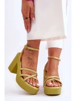Módní sandály na vysokém podpatku s pásky limetove Shemira