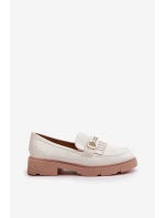 Dámské Mokasíny S Dekorací Eko Kůže Bílé Tialorae