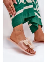 Průhledné Ploché Dámské Pantofle Se Syntetickým Květinou Nuda Vobetta