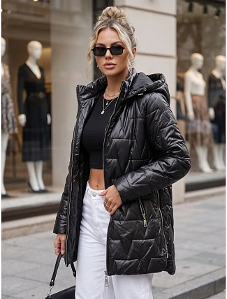 Dámská prošívaná bunda s odnímatelnou kapucí, černá, FashionStreet TY5795 Dámská prošívaná bunda s odnímatelnou kapucí, černá, FashionStreet TY5795
