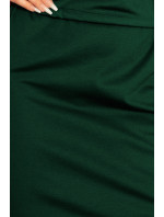 Dámské šaty v lahvově zelené barvě s límečkem model 6847253