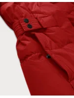 Tmavě červená dámská zimní bunda s páskem LHD (LHD-24575)