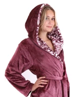 Dámský župan Flora s kapucí 4856 4853 krátký mauve wine - Vestis