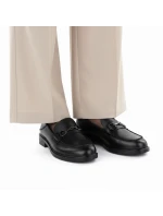 Dámské kožené polobotky mokasíny černé Vinceza 18117