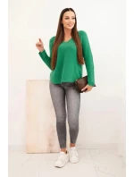 Svetr dámský z viskózy s výstřihem do V zelený