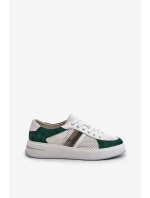 Dámské kožené tenisky D&A LR110 Zeleno-Bílé