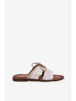 Dámské kožené sandály na plochém podpatku Zazoo 3022 zlaté oprané Dámské kožené sandály na plochém podpatku Zazoo 3022 zlaté oprané