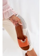 Dámské Pantofle Eko Kožené S Ozdobnými Detaily Oranžové Mevith