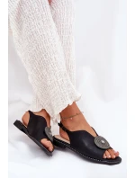 Lesklé Dámské Sandály S Ozdobným Detalem S.Barski KV51-012 Černé