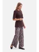 B305 Pletený top s peplum - tmavá čokoláda B305 Pletený top s peplum - tmavá čokoláda