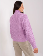 Světle fialový oversize svetr s nabíranými rukávy