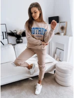 Dámský teplákový komplet NOTHING beige FashionStreet AY0759 Dámský teplákový komplet NOTHING beige FashionStreet AY0759