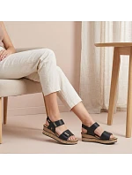 Dámské černé sandály na platformě se suchým zipem Rieker 63781-00 Dámské černé sandály na platformě se suchým zipem Rieker 63781-00
