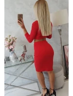 Souprava halenky a sukně červená