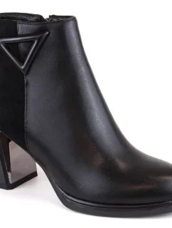 D&A S.Barski Premium Collection W OLI238 černé zateplené boty s ozdobným sloupkem