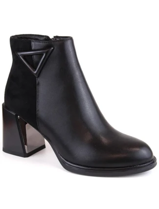 D&A S.Barski Premium Collection W OLI238 černé zateplené boty s ozdobným sloupkem