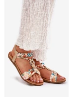 Dámské Ploché Sandály S Pletenými Pásky A Ozdobou Artiker 56C1316 Zlaté