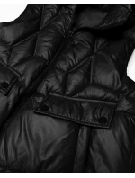 Krótki bezrękawnik damski z odpinanym kapturem Goodlookin czarny (B8258-1)