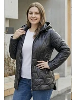 Tenká bunda s kapucí plus size Goodlookin černá (B8576-1)