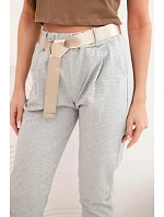 Kalhoty Punto s páskem šedý melanž Kalhoty Punto s páskem šedý melanž
