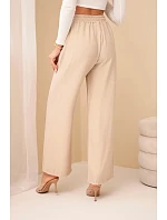 Kalhoty z viskózy se širokými nohavicemi tmavě béžové