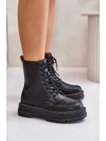 Zateplené botky workerky z eko kůže na zip černé Naleli