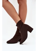 Dámské boty na podpatku se zlatým detailem Čokoládové Zazoo 3128