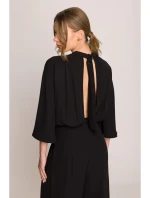 S397 Kombinéza s širokými rukávy a rozdělenými zády - černá