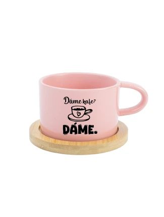 DÁME KAFE? DÁME. - růžový hrníček makronka 200 ml