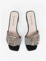 Výborné Czarno-biały  nazouváky dámské na širokém podpatku