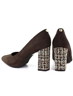 Čokoládové semišové lodičky na jehlovém podpatku Sergio Leone PB216