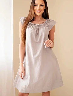 Dámské bavlněné šaty s nabráným výstřihem a volánem fango