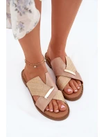 Dámské Pantofle Na Plochém Podpatku S Ozdobným Detalem Vinceza 17385 Béžové