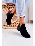 Dámské Kožené Boty Maciejka černé S Květinami 04091-57