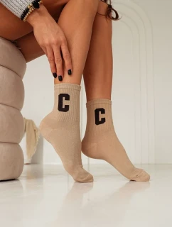 Bavlněné Dámské Ponožky S Písmenem C Béžové