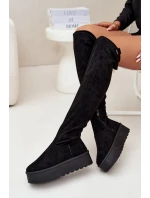 Dámské kozačky nad kolena na platformě Big Star – černé Dámské kozačky nad kolena na platformě Big Star – černé